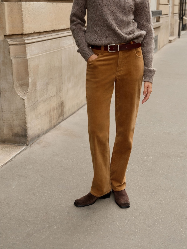 BHOEM Caramel Brown Corduroy 5-Pocket Straight Trousers - Image 1 of 5
