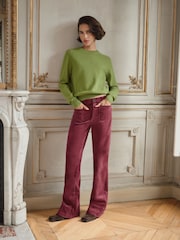 Stretch Corduroy Patch Pockets Flare Trousers - Bild 1 von 6