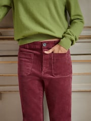 Stretch Corduroy Patch Pockets Flare Trousers - Bild 2 von 6