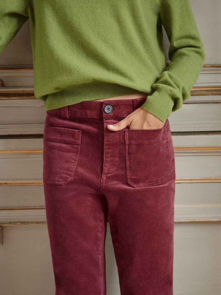Stretch Corduroy Patch Pockets Flare Trousers - Bild 2 von 6 Stretch Corduroy Patch Pockets Flare Trousers - Bild 2 von 6