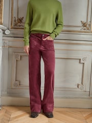 Stretch Corduroy Patch Pockets Flare Trousers - Bild 3 von 6