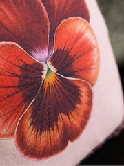 Rockett St George Pink Pansy Muse Cotton Piped Cushion - Image 2 of 4