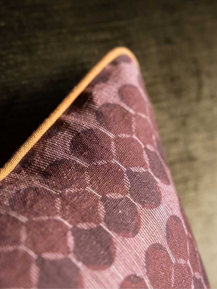 Rockett St George Pink Pansy Muse Cotton Piped Cushion - Image 4 of 4 Rockett St George Pink Pansy Muse Cotton Piped Cushion - Image 4 of 4
