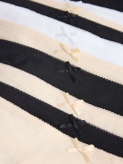 Black/White/Pastel Rose Nude Thong Cotton Rich Knickers 10 Pack - Image 13 of 13