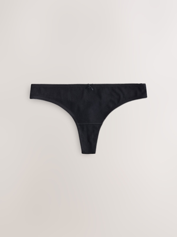 Black/White/Pastel Rose Nude Thong Cotton Rich Knickers 10 Pack - Image 2 of 13 Black/White/Pastel Rose Nude Thong Cotton Rich Knickers 10 Pack - Image 2 of 13