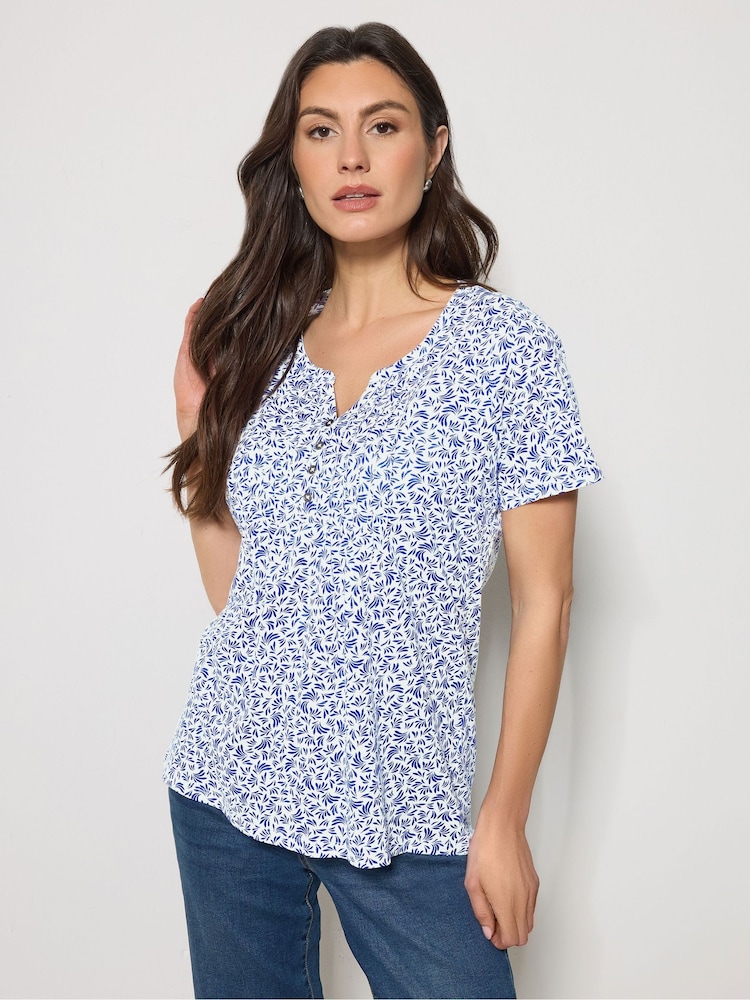 M&Co Floral Cotton Henley Tops 2 Pack - Imaginea 2 din 7