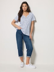 M&Co Floral Cotton Henley Tops 2 Pack - Imaginea 3 din 7