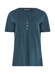 M&Co Floral Cotton Henley Tops 2 Pack - Imaginea 6 din 7