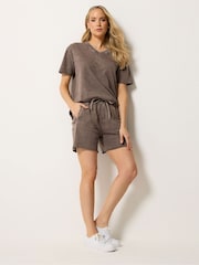 Long Tall Sally Brown Acid Wash Short & Sweat Top Set - Image 2 of 5