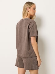 Long Tall Sally Brown Acid Wash Short & Sweat Top Set - Image 3 of 5