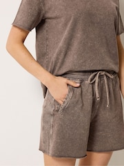 Long Tall Sally Brown Acid Wash Short & Sweat Top Set - Image 4 of 5