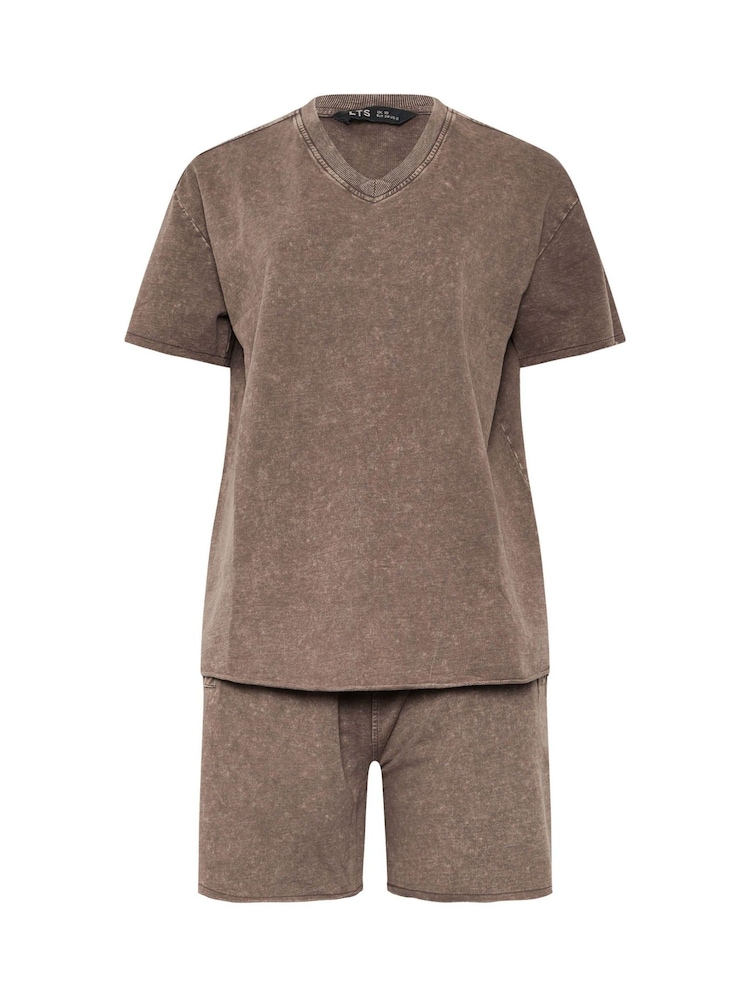 Long Tall Sally Brown Acid Wash Short & Sweat Top Set - Image 5 of 5