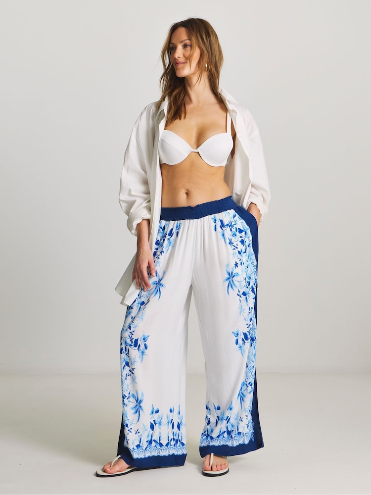 Figleaves Blue Lisbon Wide-Leg Beach Trousers - Image 1 of 4