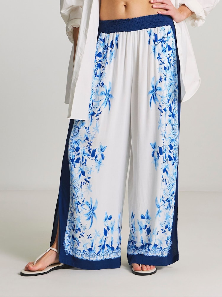 Figleaves Blue Lisbon Wide-Leg Beach Trousers - Image 2 of 4