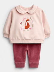 Jojo Maman Bébé Rose Pink Fox Sweatshirt & Leggings Set - Image 1 of 6