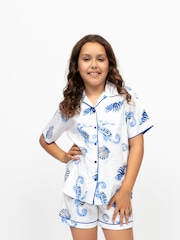 Cyberjammies Blue Sea Horse Stripe Print Shortsleeve Shorty Set - Image 2 of 4