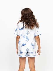 Cyberjammies Blue Sea Horse Stripe Print Shortsleeve Shorty Set - Image 3 of 4