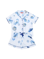 Cyberjammies Blue Sea Horse Stripe Print Shortsleeve Shorty Set - Image 4 of 4