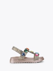 Kurt Geiger London Gold Junior Mini Orson Crystals Sandals - Image 1 of 4