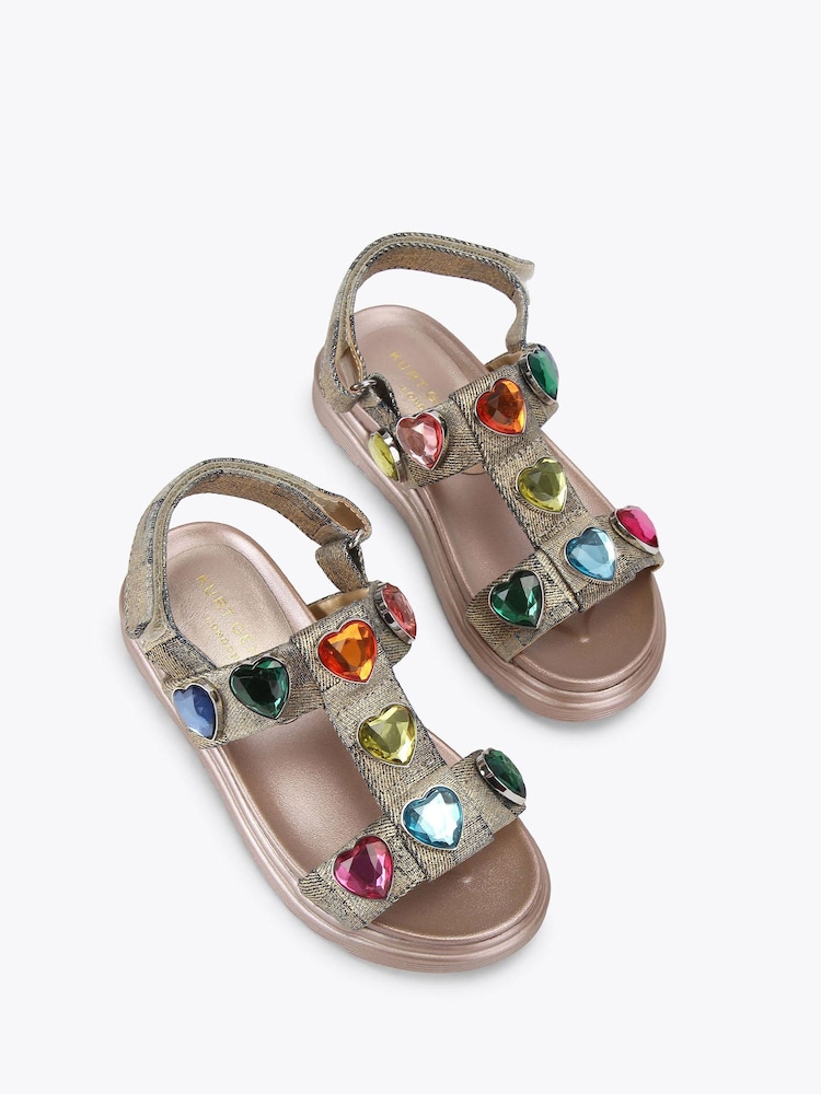 Kurt Geiger London Gold Junior Mini Orson Crystals Sandals - Image 2 of 4