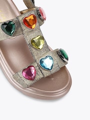Kurt Geiger London Gold Junior Mini Orson Crystals Sandals - Image 4 of 4
