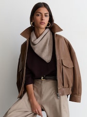Reiss Oatmeal Karlie Wool Knitted Neck-Tie Scarf - Image 1 of 4
