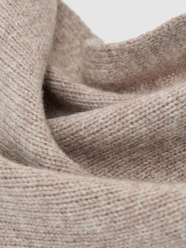 Reiss Oatmeal Karlie Wool Knitted Neck-Tie Scarf - Image 4 of 4