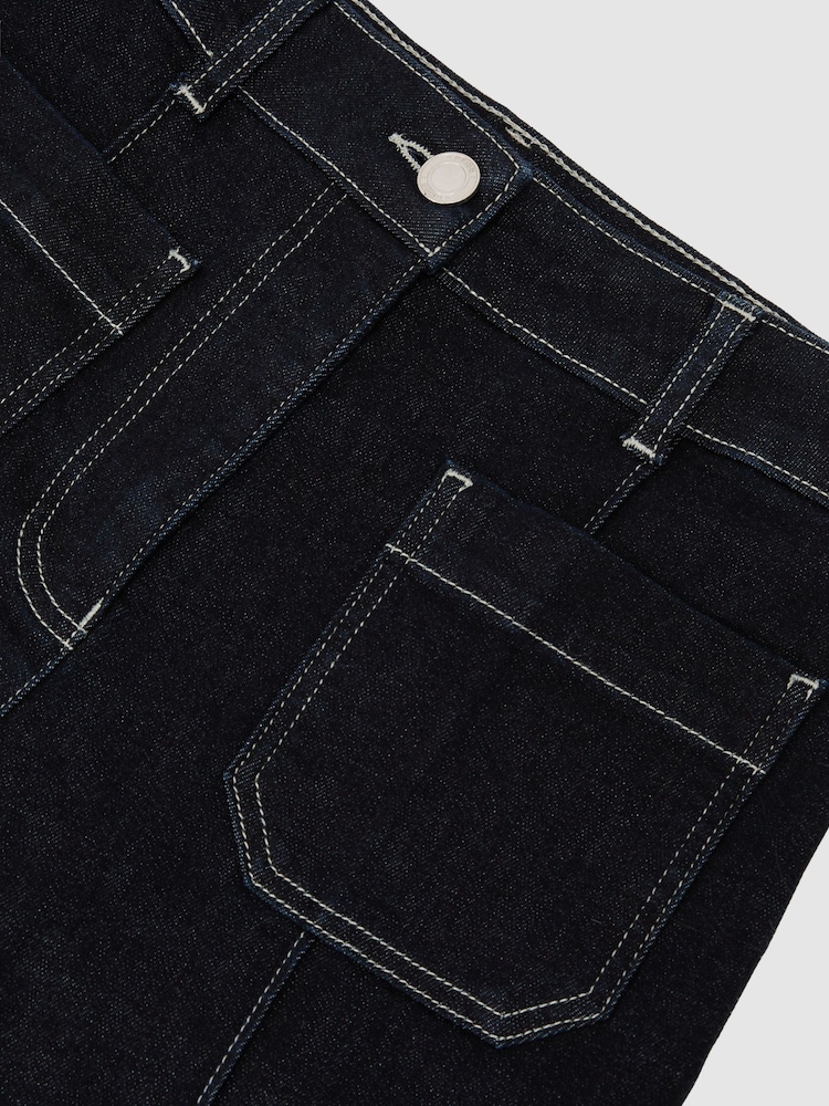 Reiss Indigo Blue Sakura Patch-Pocket Flared Jeans - Image 6 of 6