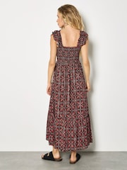 Apricot Black Folk Floral Metallic Midi Dress - Image 2 of 4
