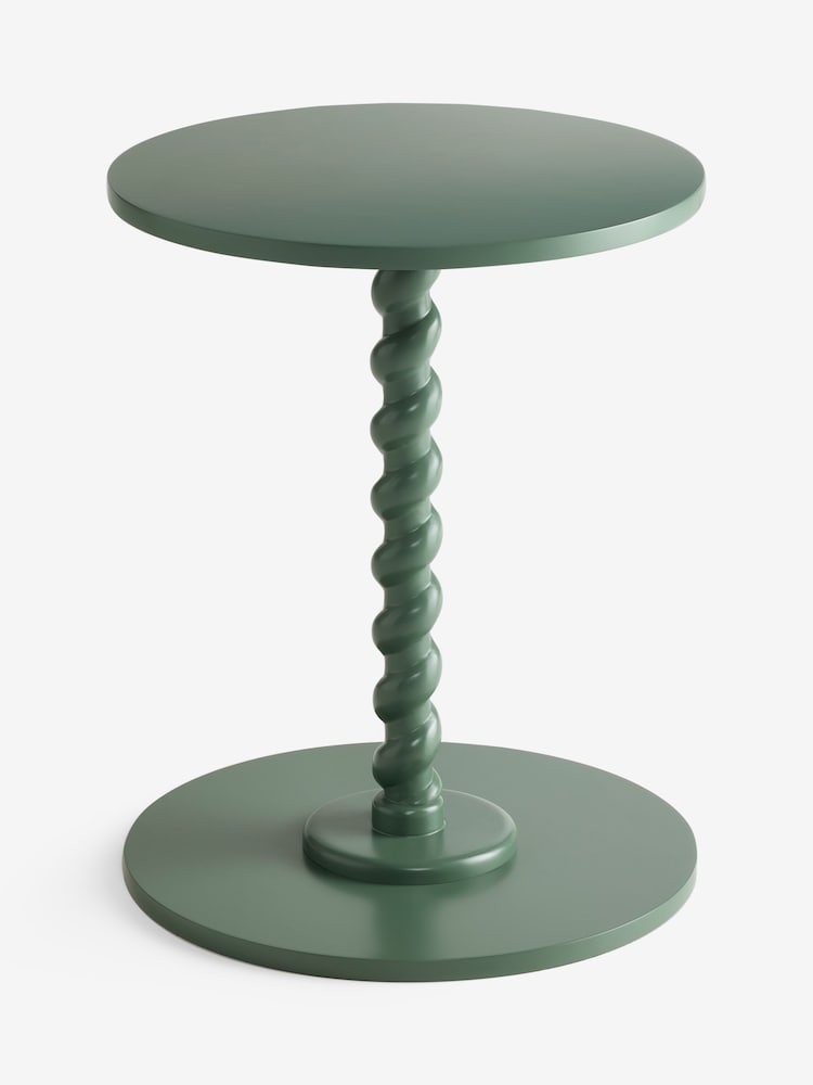 Green Twist Base Side Table - Image 1 of 4 Green Twist Base Side Table - Image 1 of 4
