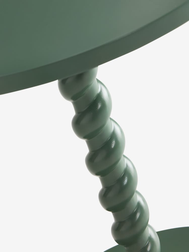 Green Twist Base Side Table - Image 2 of 4 Green Twist Base Side Table - Image 2 of 4