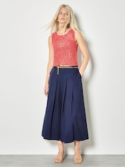 Apricot Red Diamond Hand-Knit Crochet Tank Top - Image 1 of 4