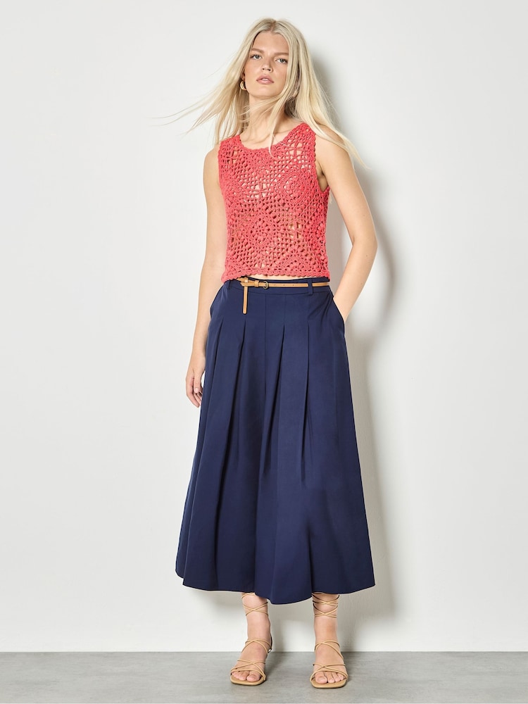 Apricot Red Diamond Hand-Knit Crochet Tank Top - Image 1 of 4