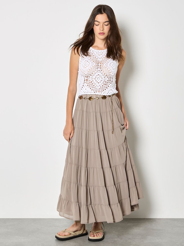 Apricot White Diamond Hand-Knit Crochet Tank Top - Image 2 of 5