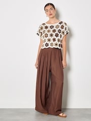 Apricot Rust Hexagon Flowers Crochet Top - Image 3 of 5