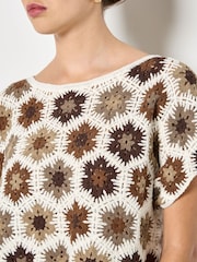 Apricot Rust Hexagon Flowers Crochet Top - Image 5 of 5