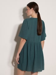 Apricot Green Textured Lace-Up Mini Dress - Image 4 of 4