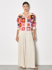 Natural - Cardigan croșetat cu pătrate colorate Apricot - Imaginea 4 din 5