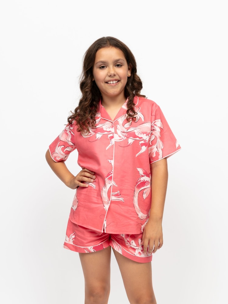 Cyberjammies Pink Koi Fish Print Shortsleeve Shorty Set - Image 2 of 4