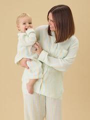 MORI Cream Stripe Front Opening Sleepsuit - Image 2 of 5