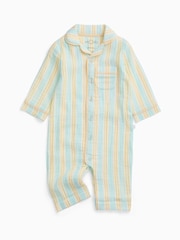 MORI Cream Stripe Front Opening Sleepsuit - Image 4 of 5