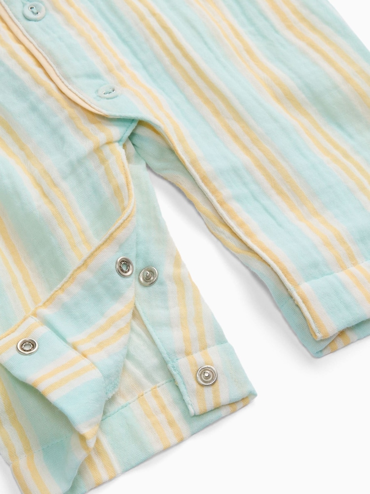 MORI Cream Stripe Front Opening Sleepsuit - Image 4 of 4 MORI Cream Stripe Front Opening Sleepsuit - Image 4 of 4