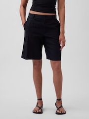 Gap Black 9 inch Low Rise Linen-Blend Shorts - Image 1 of 4