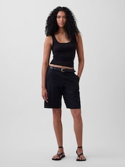 Gap Black 9 inch Low Rise Linen-Blend Shorts - Image 3 of 4