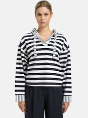 Smith & Soul Blue Boxy Striped Crop Hoodie - Image 3 of 6