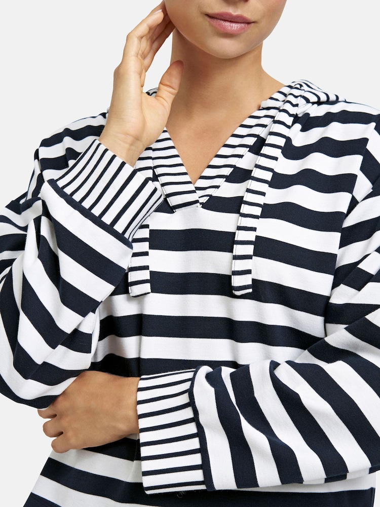 Smith & Soul Blue Boxy Striped Crop Hoodie - Image 6 of 6