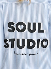 Smith & Soul Blue Pinstripe Slogan Cotton Shirt - Image 5 of 6