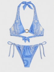 River Island Blue Palm Print Halterneck Bikini Set - Image 5 of 5
