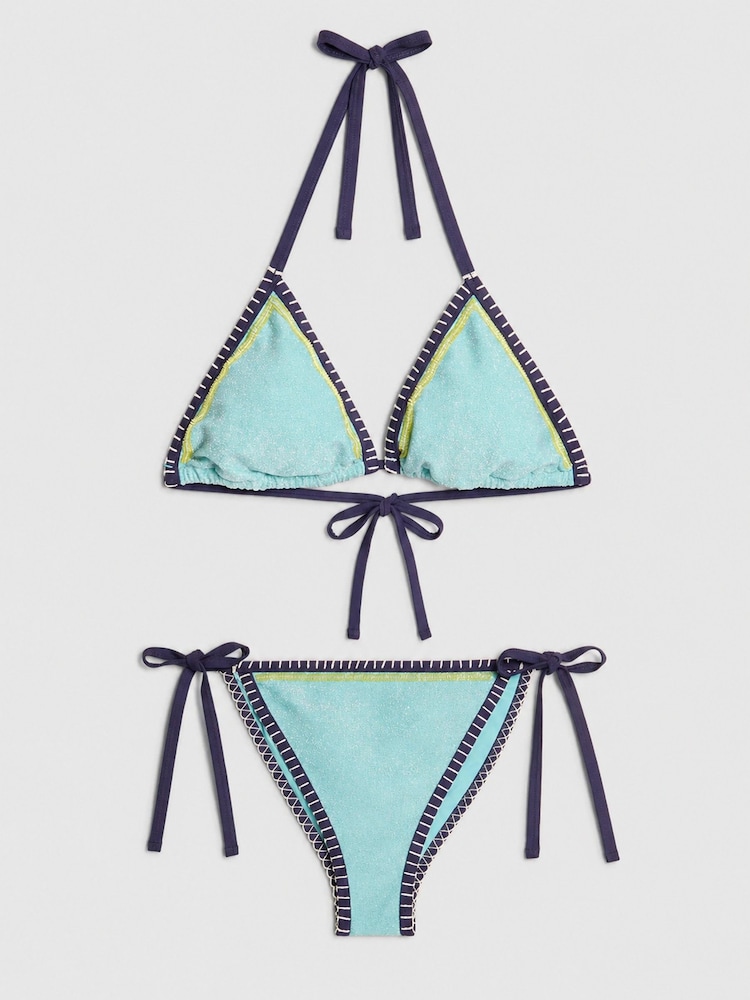 River Island Blue Metallised Fibre Whipstitch Bikini Set - Image 5 of 5 River Island Blue Metallised Fibre Whipstitch Bikini Set - Image 5 of 5