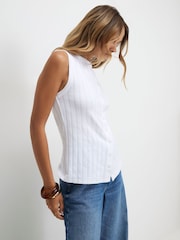 River Island Brown/White Sleeveless Popper Tank Tops 2 Pack - Image 4 of 6